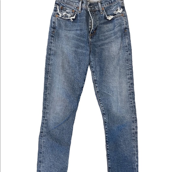 AGOLDE TONI WOMENS ANKLE FRAYED STRAIGHT LEG JEANS Size 24 - Picture 10 of 11